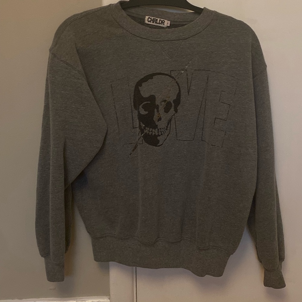 CHRLDR Lightning Skull - Crop Pullover Sweatshirt